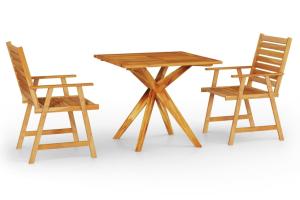 Ensemble de salle à manger de jardin meuble extérieur 3 pièces bois d'acacia solide 02_0013597