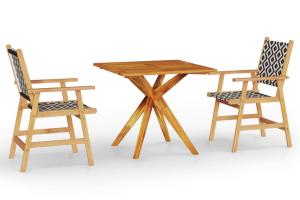 Ensemble de salle à manger de jardin meuble extérieur 3 pièces bois d'acacia solide 02_0013598