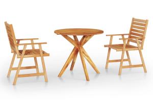 Ensemble de salle à manger de jardin meuble extérieur 3 pièces bois d'acacia solide 02_0013599
