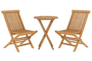 Ensemble de salle à manger de jardin meuble extérieur 3 pièces bois de teck massif 02_0013602