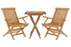 Ensemble de salle à manger de jardin meuble extérieur 3 pièces bois de teck massif 02_0013603