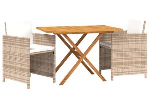 Ensemble de salle à manger de jardin meuble extérieur 3 pièces avec coussins beige 02_0013582