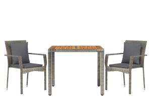 Ensemble de salle à manger de jardin meuble extérieur 3 pièces avec coussins gris 02_0013585