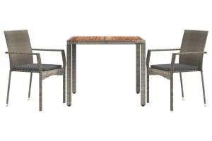 Ensemble de salle à manger de jardin meuble extérieur 3 pièces avec coussins gris 02_0013589
