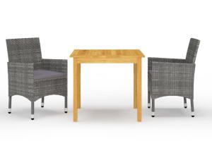 Ensemble de salle à manger de jardin meuble extérieur 3 pièces gris 02_0013615