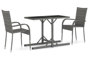 Ensemble de salle à manger de jardin meuble extérieur 3 pièces gris 02_0013620