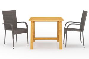 Ensemble de salle à manger de jardin meuble extérieur 3 pièces marron 02_0013641