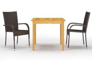 Ensemble de salle à manger de jardin meuble extérieur 3 pièces marron 02_0013642