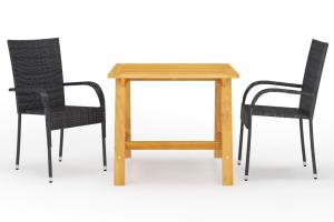 Ensemble de salle à manger de jardin meuble extérieur 3 pièces noir 02_0013644