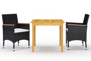 Ensemble de salle à manger de jardin meuble extérieur 3 pièces noir 02_0013654