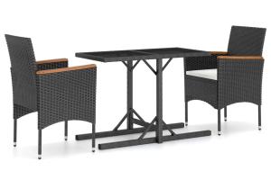 Ensemble de salle à manger de jardin meuble extérieur 3 pièces noir 02_0013660
