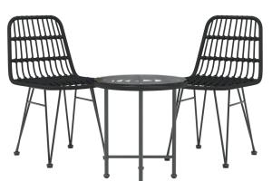 Ensemble de salle à manger de jardin meuble extérieur 3 pièces noir résine tressée 02_0013679
