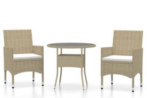 Ensemble de salle à manger de jardin meuble extérieur 3 pièces résine tressée beige 02_0013684