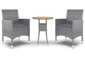 Ensemble de salle à manger de jardin meuble extérieur 3 pièces résine tressée gris 02_0013685
