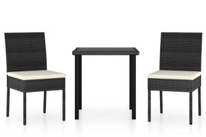 Ensemble de salle à manger de jardin meuble extérieur 3 pièces résine tressée noir 02_0013686