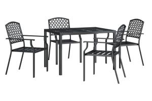 Ensemble de salle à manger de jardin meuble extérieur 5 pièces acier anthracite 02_0013713