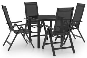 Ensemble de salle à manger de jardin meuble extérieur 5 pièces aluminium anthracite 02_0013697