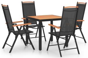 Ensemble de salle à manger de jardin meuble extérieur 5 pièces aluminium noir 02_0013698