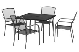 Ensemble de salle à manger de jardin meuble extérieur 5 pièces anthracite acier 02_0013706