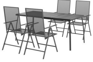 Ensemble de salle à manger de jardin meuble extérieur 5 pièces anthracite acier 02_0013707