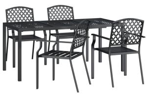 Ensemble de salle à manger de jardin meuble extérieur 5 pièces anthracite acier 02_0013708