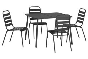 Ensemble de salle à manger de jardin meuble extérieur 5 pièces anthracite acier 02_0013709