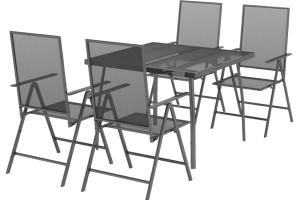 Ensemble de salle à manger de jardin meuble extérieur 5 pièces anthracite acier 02_0013710