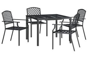 Ensemble de salle à manger de jardin meuble extérieur 5 pièces anthracite acier 02_0013711