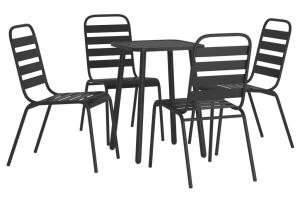 Ensemble de salle à manger de jardin meuble extérieur 5 pièces anthracite acier 02_0013712
