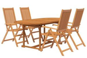 Ensemble de salle à manger de jardin meuble extérieur 5 pièces bois d'acacia massif 02_0013742