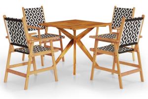Ensemble de salle à manger de jardin meuble extérieur 5 pièces bois d'acacia massif 02_0013743