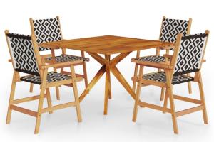 Ensemble de salle à manger de jardin meuble extérieur 5 pièces bois d'acacia massif 02_0013745