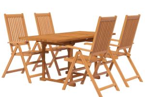 Ensemble de salle à manger de jardin meuble extérieur 5 pièces bois d'acacia massif 02_0013746