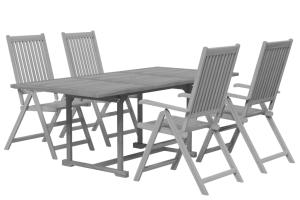 Ensemble de salle à manger de jardin meuble extérieur 5 pièces bois d'acacia massif 02_0013747