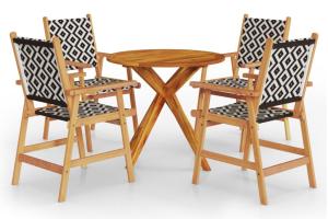 Ensemble de salle à manger de jardin meuble extérieur 5 pièces bois d'acacia solide 02_0013749