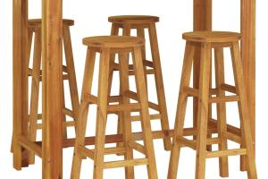Ensemble de salle à manger de jardin meuble extérieur 5 pièces bois d'acacia solide 02_0013755
