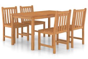 Ensemble de salle à manger de jardin meuble extérieur 5 pièces bois de teck massif 02_0013763