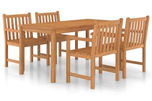 Ensemble de salle à manger de jardin meuble extérieur 5 pièces bois de teck massif 02_0013762