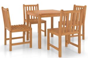 Ensemble de salle à manger de jardin meuble extérieur 5 pièces bois de teck solide 02_0013766