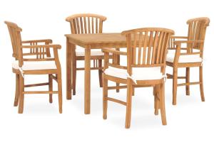 Ensemble de salle à manger de jardin meuble extérieur 5 pièces avec coussins teck 02_0013727