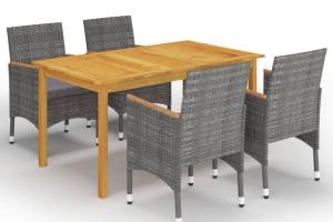 Ensemble de salle à manger de jardin meuble extérieur 5 pièces gris 02_0013772