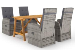 Ensemble de salle à manger de jardin meuble extérieur 5 pièces gris 02_0013782