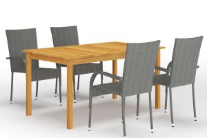Ensemble de salle à manger de jardin meuble extérieur 5 pièces gris 02_0013785