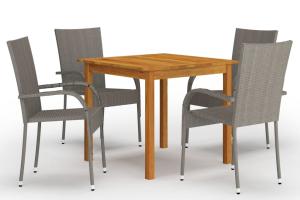 Ensemble de salle à manger de jardin meuble extérieur 5 pièces gris 02_0013786