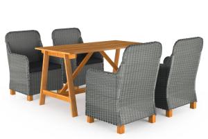 Ensemble de salle à manger de jardin meuble extérieur 5 pièces gris clair 02_0013791