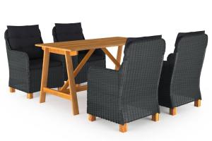 Ensemble de salle à manger de jardin meuble extérieur 5 pièces gris foncé 02_0013800