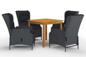 Ensemble de salle à manger de jardin meuble extérieur 5 pièces gris foncé 02_0013802