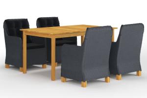 Ensemble de salle à manger de jardin meuble extérieur 5 pièces gris foncé 02_0013806