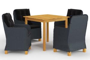 Ensemble de salle à manger de jardin meuble extérieur 5 pièces gris foncé 02_0013807