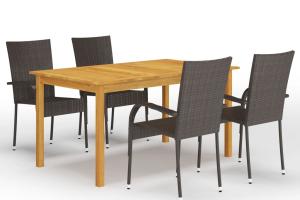 Ensemble de salle à manger de jardin meuble extérieur 5 pièces marron 02_0013811